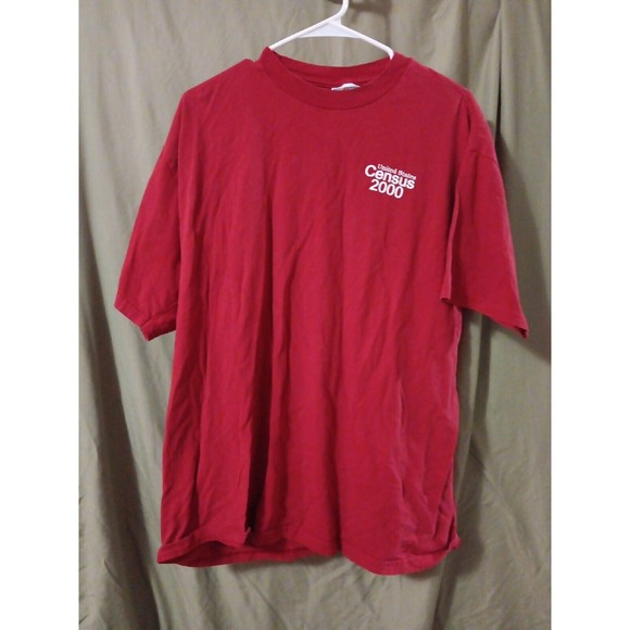 United States Census 2000 Crew Neck T-Shirt Memorabilia Red Cotton Large Jerzees - Picture 1 of 3